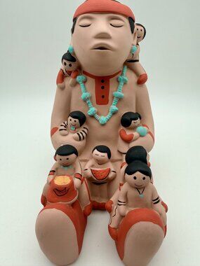 Vintage 1986 Cleo Teissedre Clay Storyteller Figurine Navajo Native American